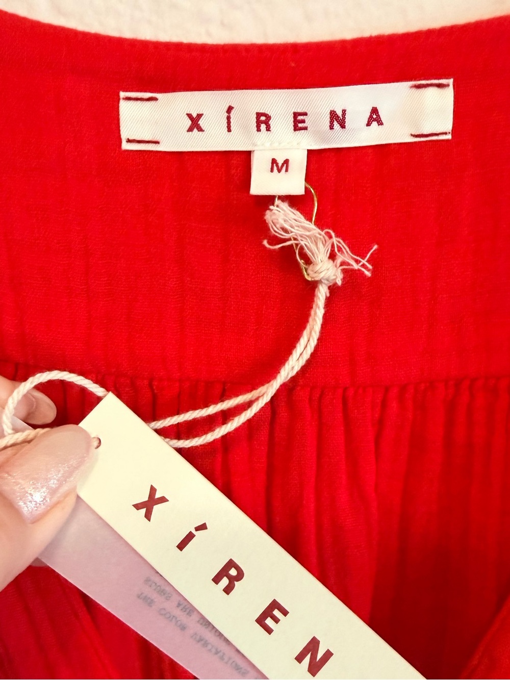 Xirena Kendall Cotton tiered midi dress, Red Hot, size M, NWT, buttondown - Picture 2 of 14